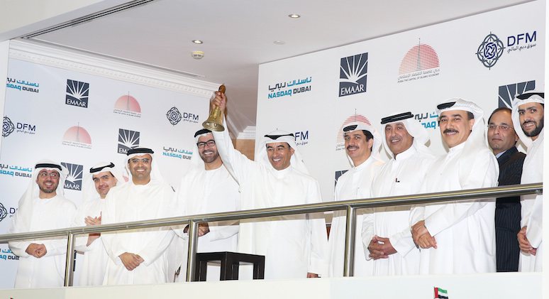 Mohamed Alabbar, Chairman of Emaar Properties and the bell ceremony at Dubai Financial Market 