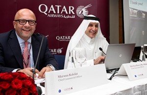 Chief Executive Officer of Qatar Airways, His Excellency Mr. Akbar Al Baker (right), and the airline Chief Commercial Officer, Marwan Koleilat