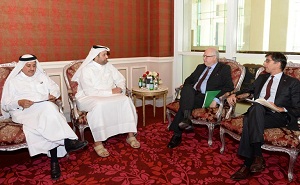 Sheikh Ahmed bin Jassim bin Mohammed Al Thani, Minister of Economy and Trade with New Zealand's Ambassador
