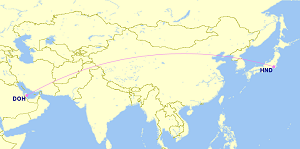 Qatar Airways, Tokyo Haneda route.