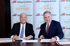  James Hogan, Etihad Airways President and Chief Executive Officer and  Ramon S Ang, Philippine Airlines President 
