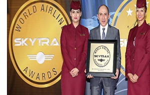 Akbar al-Baker, Qatar Airways CEO  with one of the awards.