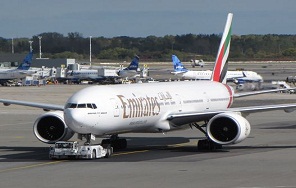 Emirates plane at Chicago’s O’Hare International Airport.