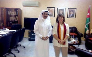 Lana Mamkegh,  Jordanian Culture Minister and  Zayed bin Saeed Al Khayareen Qatar's Ambassador to Amman