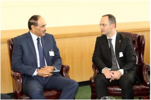 First Deputy Prime Minister and Foreign Minister Sheikh Sabah Khaled Al-Hamad Al-Sabah meets with Albanian Foreign Minister Ditmir Bushati