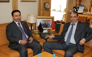 Aziz Rabbah , Moroccan Minister of Transport and Abdullah bin Falah Al-Dossari, Qatar's Ambassador to the Kingdom of Morocco
