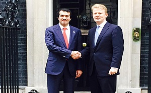 Ahmed bin Mohamed Al-Sayed, Chief Executive Officer of Qatar Investment Authority and  Christopher Hopkins, British Prime Minister David Cameron's Business Relations Adviser 