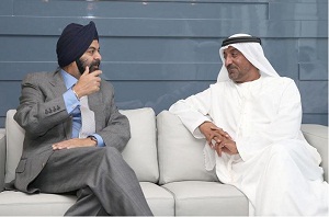 Sheikh Ahmed bin Saeed Al Maktoum, Chairman of the Dubai Civil Aviation Authority and Ajay Banga, President and Chief Executive Officer of MasterCard International Inc