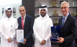 Abdulaziz bin Nasser Al Khalifa, CEO of QDB received the award
